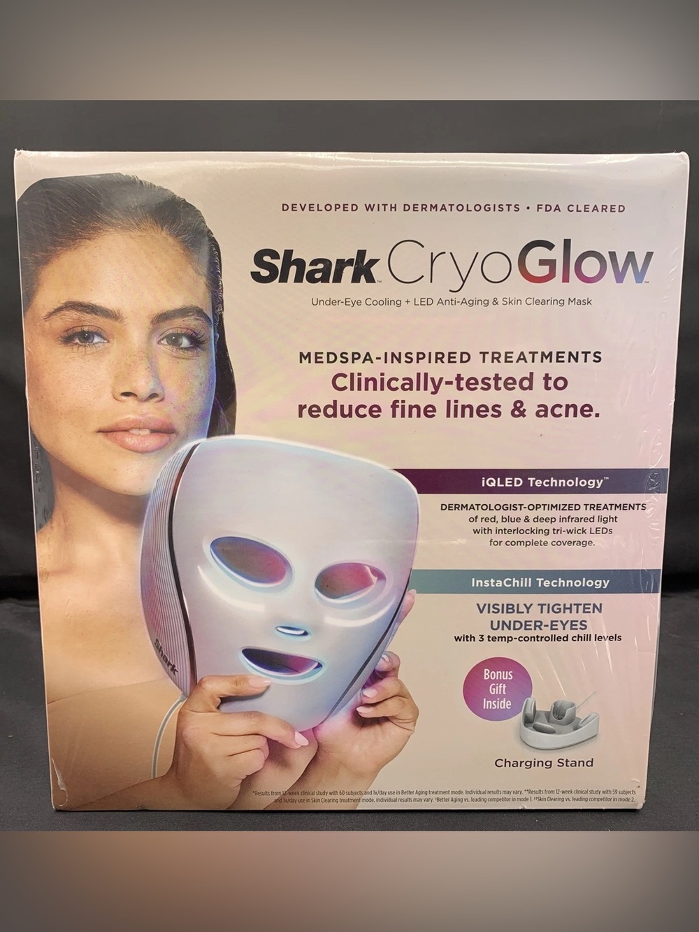 Shark CryoGlow Under-Eye Cooling + LED Anti-Aging & Skin Clearing Mask *SEALED*